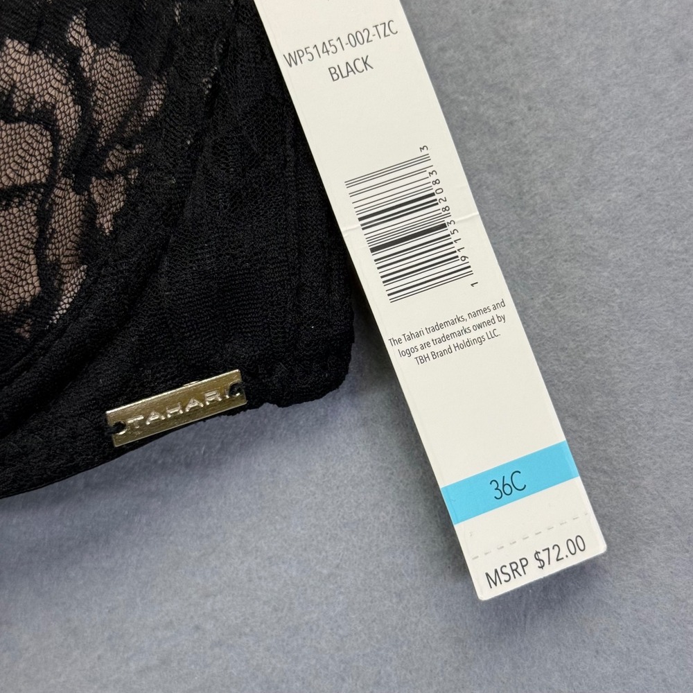 Tahari Black Floral Lace Strapless Convertible Underwire Bra 36C WP51451-002-TZC - Picture 3 of 9